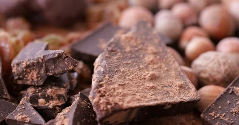 Crushed chocolate bar with hazelnuts Stock Footage 97379280