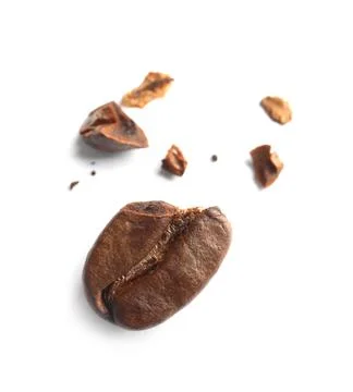 Crushed coffee bean on white background, top view Stock Photos
