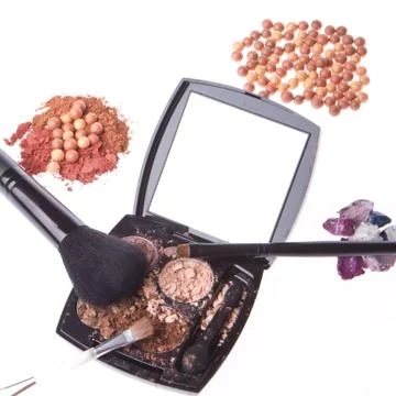 Crushed compact eyeshadows Stock Photos