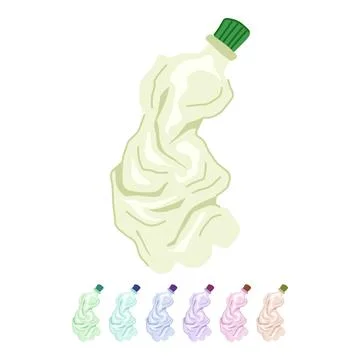 Crushed crumpled plastic bottle vector cartoon graphic Illustrazione stock