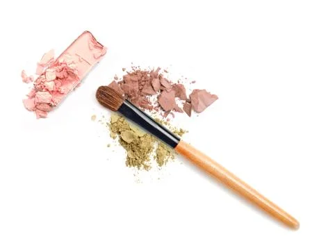 Crushed eye shadow make up isolate on white. Stock-Fotos