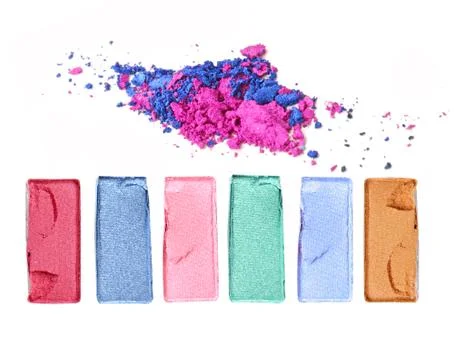 Crushed eyeshadow on white background Stock Photos