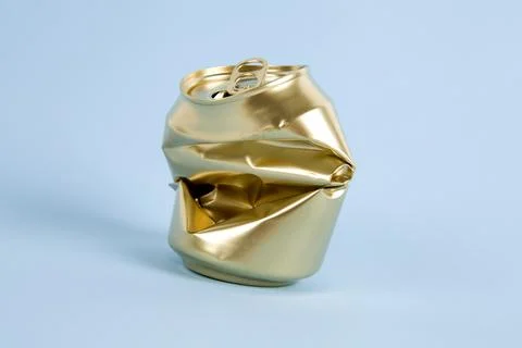 Crushed gold can Stock Photos