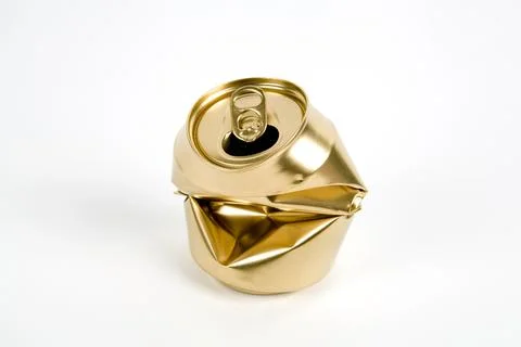 Crushed gold can Stock Photos
