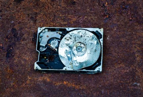 Crushed Hard Disk Drive Foto stock