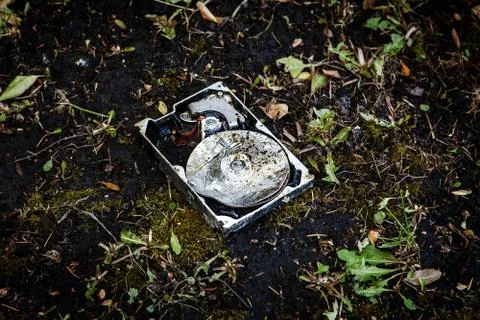 Crushed Hard Disk Drive Foto stock
