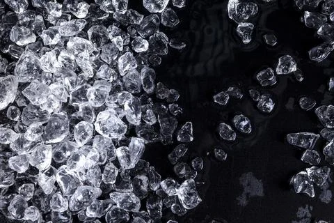Crushed ice cubes texture. Copy space, top view Stock Photos