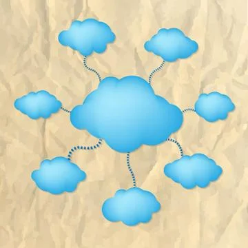 Crushed paper with blue clouds Stock Illustration