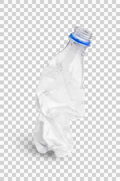 Crushed plastic bottle representing recycling and pollution Stock Photos