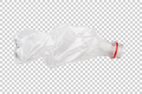 Crushed plastic bottle representing waste and pollution Stock Photos