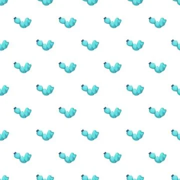 Crushed plastic bottles forming a seamless pattern on a white background Illustrazione stock