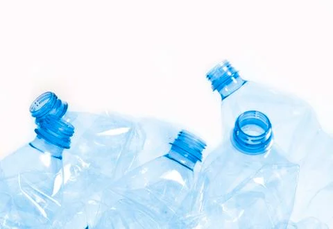 Crushed plastic bottles. plastic polution concept Stock Photos
