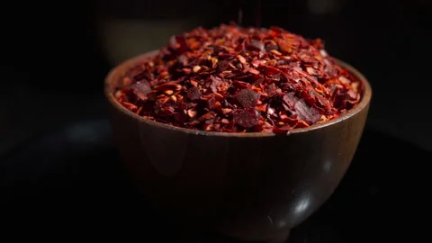 Crushed red cayenne pepper Stock Footage 159766712