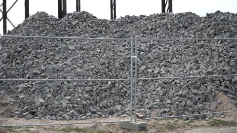 Crushed stone at the construction site. Crushed stone for the construction of th Stock Footage 186125898