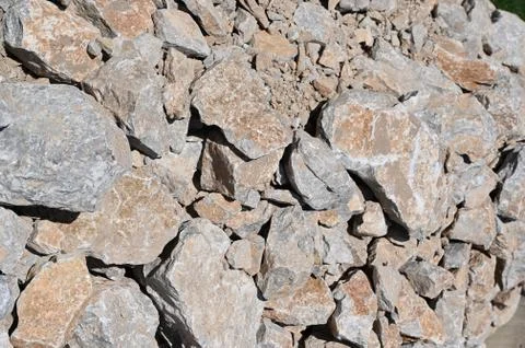 Crushed stone in mining field Stock Photos