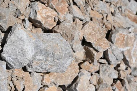 Crushed stone in mining field Stock Photos