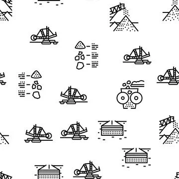 Crushed Stone Mining Vector Seamless Pattern Stock Illustration