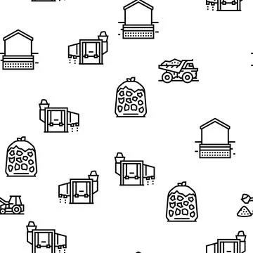 Crushed Stone Mining Vector Seamless Pattern Stock Illustration