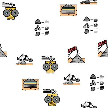 Crushed Stone Mining Vector Seamless Pattern Stock Illustration