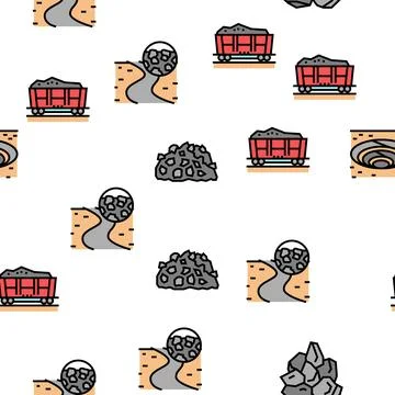 Crushed Stone Mining Vector Seamless Pattern Stock Illustration