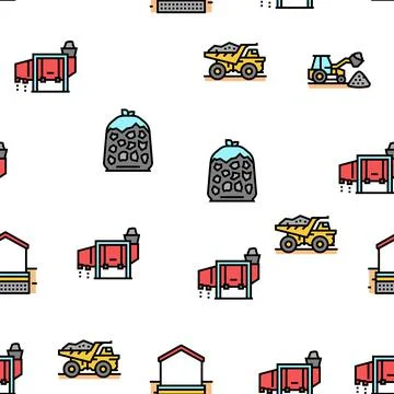 Crushed Stone Mining Vector Seamless Pattern Stock Illustration