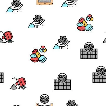 Crushed Stone Mining Vector Seamless Pattern Stock Illustration