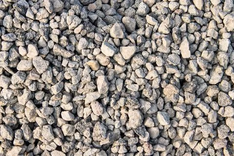 Crushed Stone Texture Background with Light Grey Gravel Rocks and Sharp Min.. Stock Photos