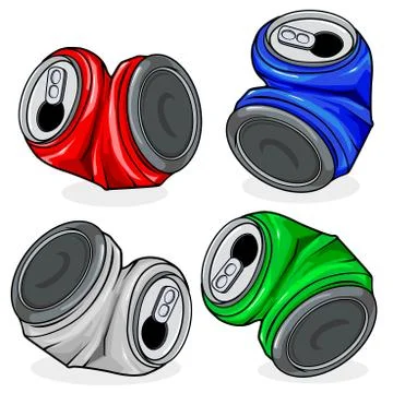Crushed tin cans. Vector illustration Stock Illustration