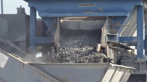 Crusher on granite quarry Stock Footage 129391995