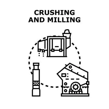 Crushing and milling industrial processing equipment concept Stock Illustration