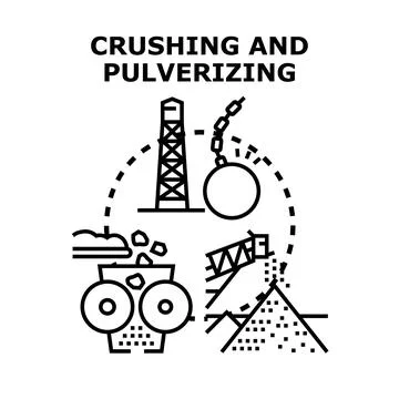 Crushing and pulverizing concept vector illustration scheme Illustrazione stock