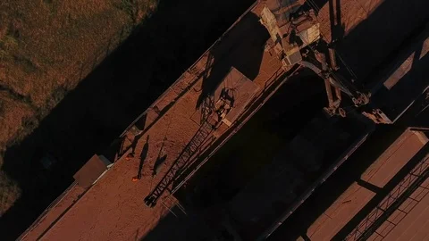 Crushing and sizing plant. Processing of mineral resources. Excavator unloads 스톡 동영상 74194081