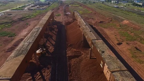 Crushing and sizing plant. Processing of mineral resources. Panorama. View from Stock Footage 74210608