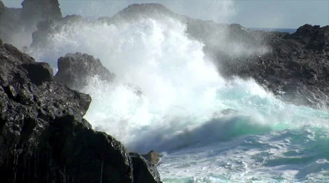 Crushing big waves all around Stock Footage 5313528