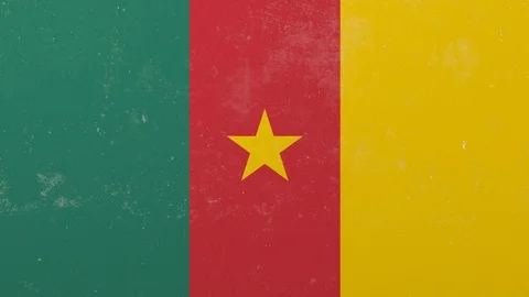 Crushing concrete wall with flag of Cameroon. Cameroonian crisis conceptual 3D Stock Footage 111925342