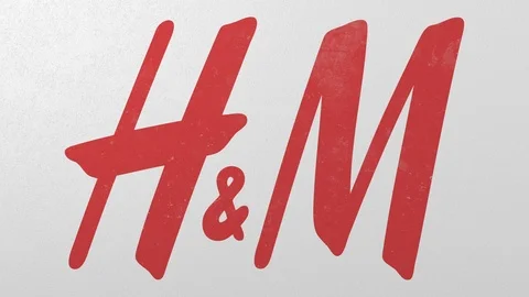 Crushing concrete wall with logo of H&amp;M. Crisis conceptual editorial 3D Stock Footage 105684380