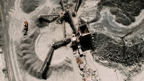 Crushing machinery. Processing plant for crushed stone and gravel.  Stock Footage 158181353