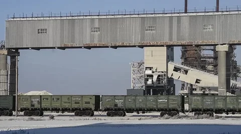 Crushing plant. Limestone. Winter. Pan. Stock Footage 63545588