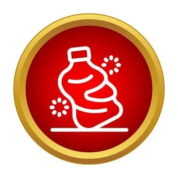 Crushing plastic bottle environmental pollution and recycling icon Stock Illustration