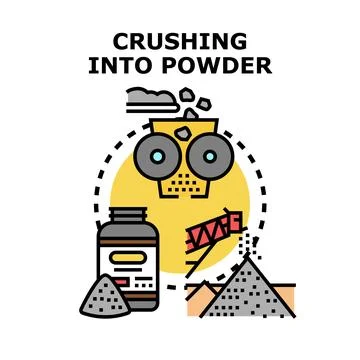 Crushing process turning raw material into powder Stock Illustration