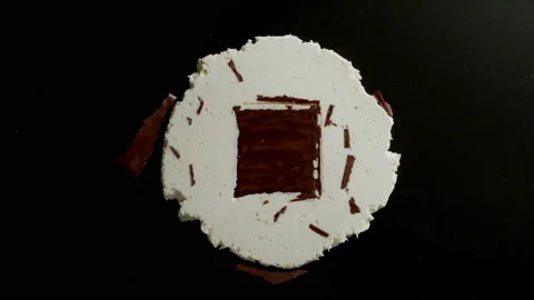 Crushing Single Chocolate Souffle Candy On A Black Background Stock Footage 146678963