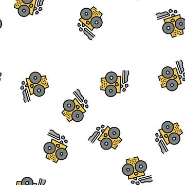 Crushing stone machine vector seamless pattern 스톡 일러스트