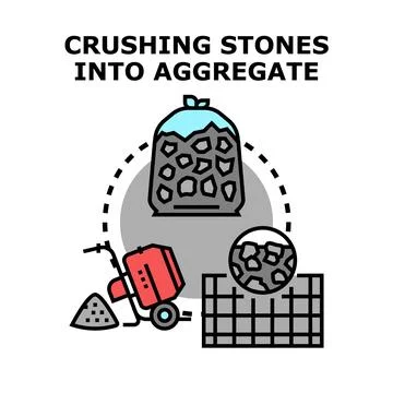 Crushing stones into aggregate building material process Stock Illustration