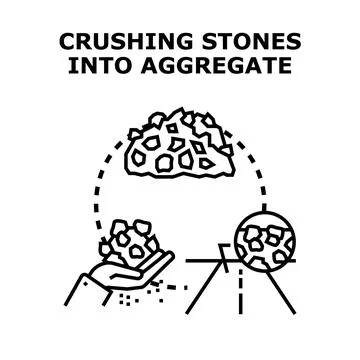 Crushing stones into aggregate for construction industry Stock Illustration