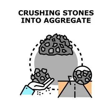 Crushing stones into aggregate for construction industry Stock Illustration