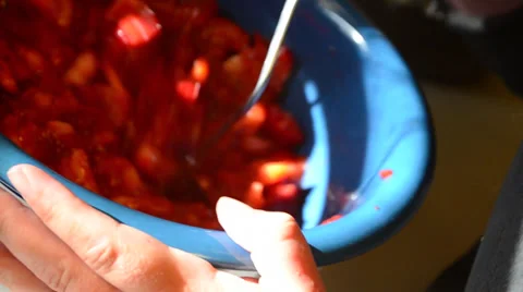 Crushing strawberries Stock Footage 34411256