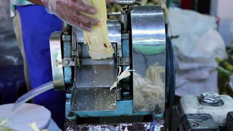 Crushing Sugarcane Juicing Machine Stock Footage 159261012