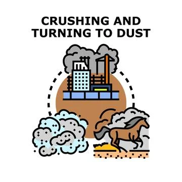 Crushing turning to dust workflow process concept Stock Illustration