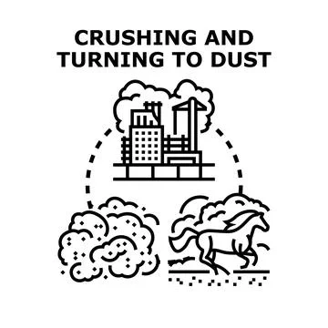 Crushing turning to dust workflow process concept Stock Illustration