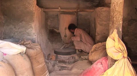 Crushing weat in Mill Stone Video stock 54716408